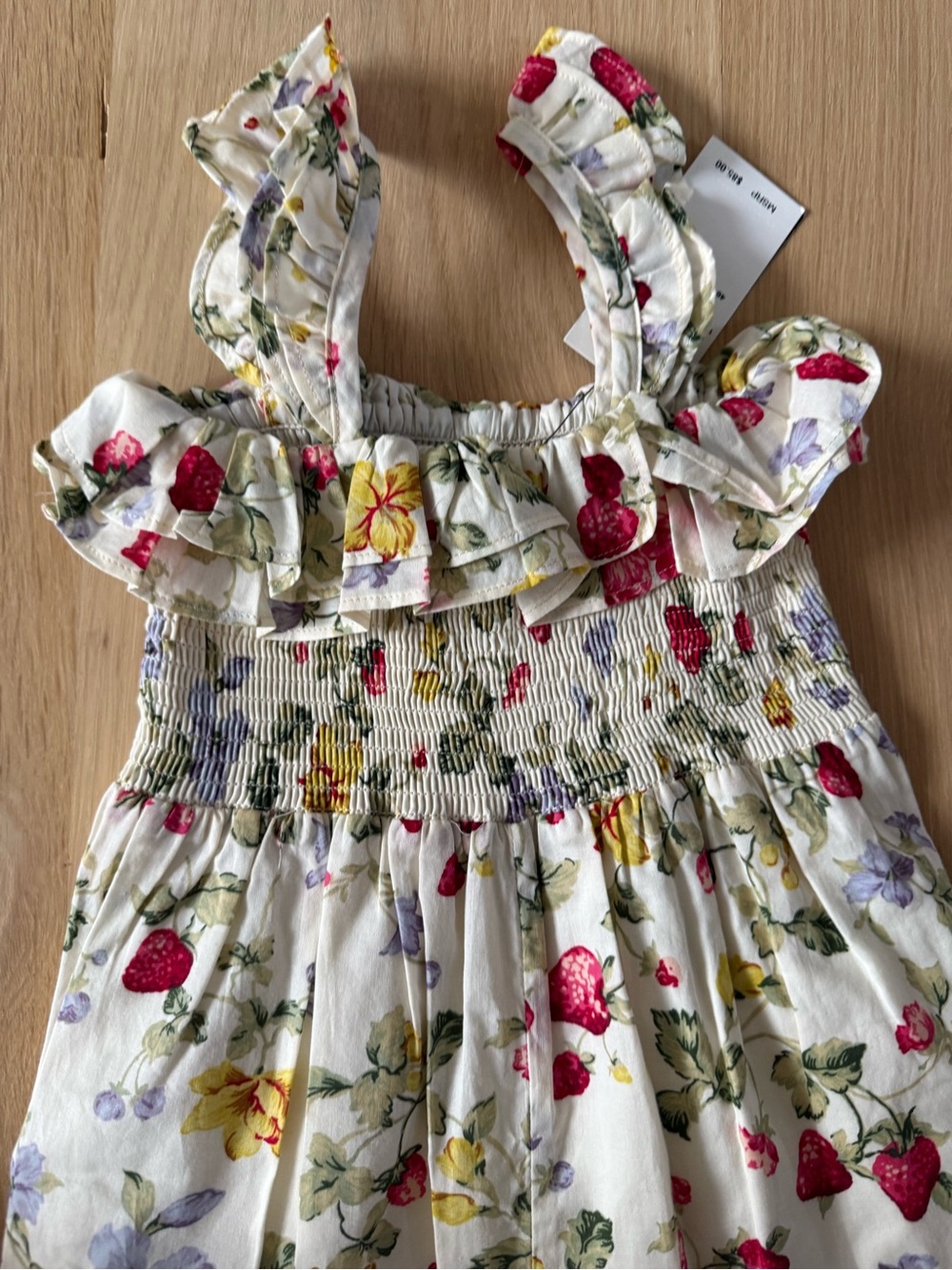 Ralph Lauren Cream Floral & Strawberry Print Girls' One-Piece - Picture 12 of 13